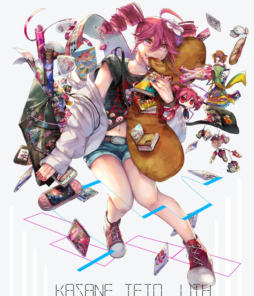 hatsune miku, kagamine rin, kagamine len, megurine luka, kasane teto, and 6 more (vocaloid and 5 more) drawn by haninon