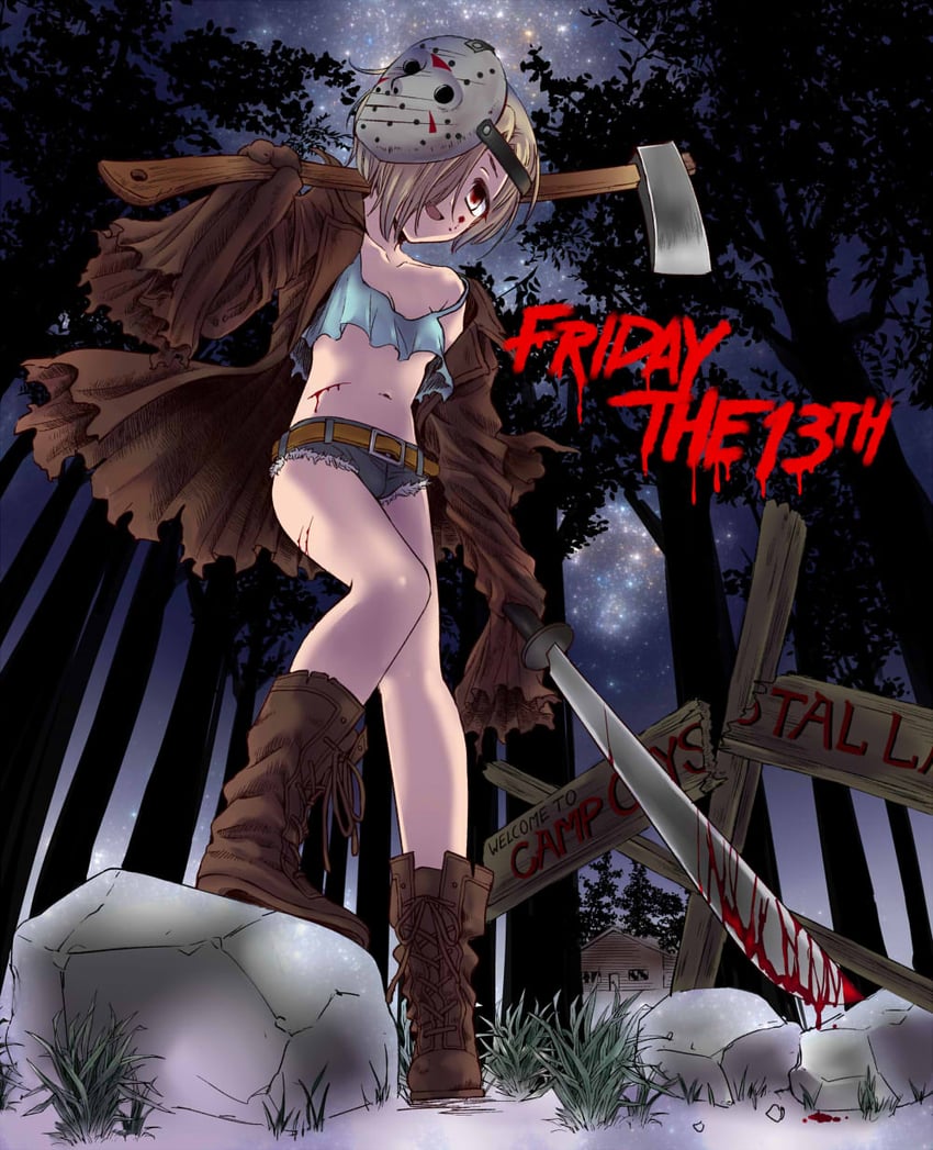 shirasaka koume and jason voorhees (idolmaster and 2 more) drawn by kotori-nyoni