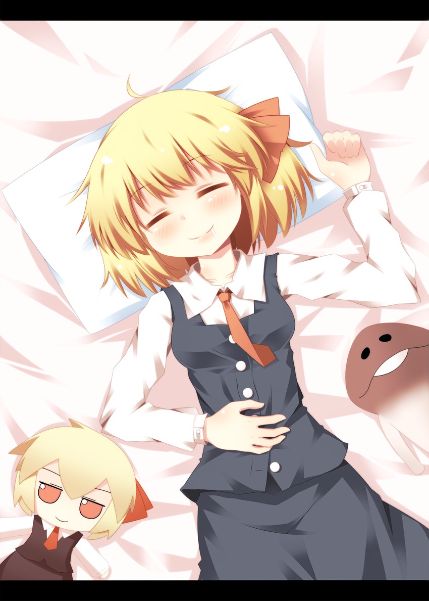 rumia and nameko (touhou and 1 more) drawn by kousa_(black_tea)