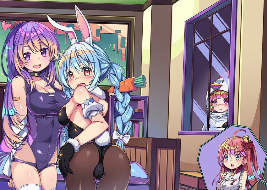 usada pekora, sakura miko, takanashi kiara, and moona hoshinova (hololive and 3 more) drawn by chai_mao