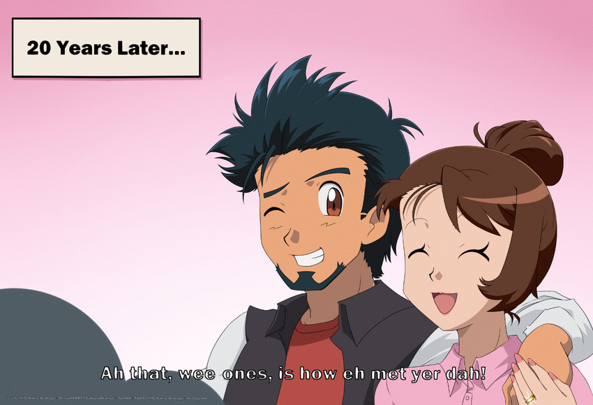 gloria and ash ketchum (pokemon and 1 more) drawn by sakura_araragi