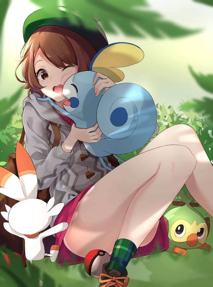 gloria, scorbunny, sobble, and grookey (pokemon and 1 more) drawn by ziro_(zirorong)