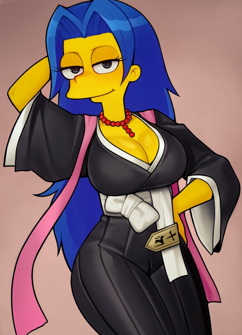 matsumoto rangiku and marge simpson (bleach and 1 more) drawn by loodncrood