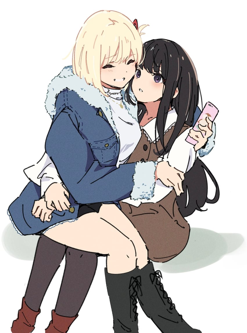 nishikigi chisato and inoue takina (lycoris recoil) drawn by atenaba