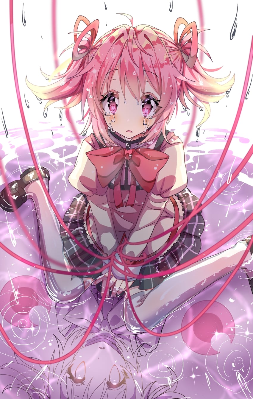 kaname madoka and kyubey (mahou shoujo madoka magica) drawn by sakuya_no_aotori