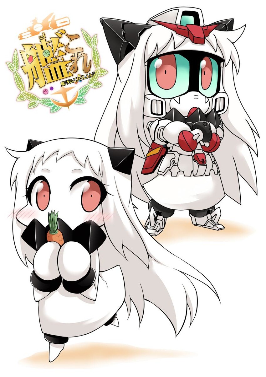 northern ocean princess, white base, and master gundam (kantai collection and 3 more) drawn by mayohi_neko and yamato_nadeshiko