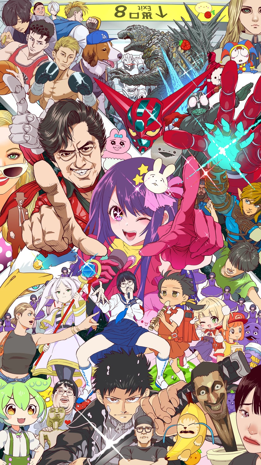 link, frieren, shigure ui, hoshino ai, zundamon, and 26 more (vocaloid and 42 more) drawn by daromeon