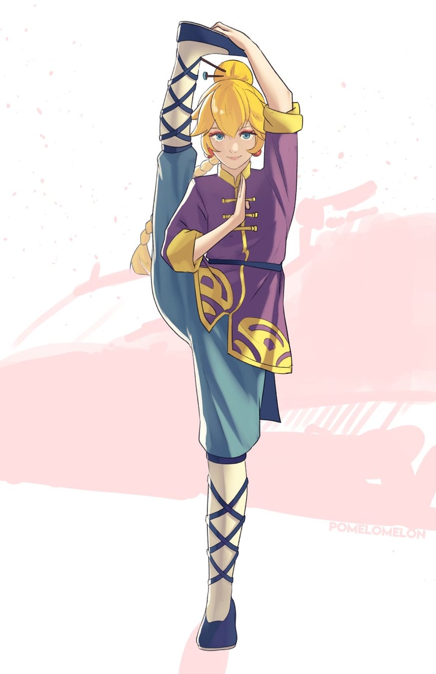 princess peach and kung fu peach (mario and 1 more) drawn by pomelomelon
