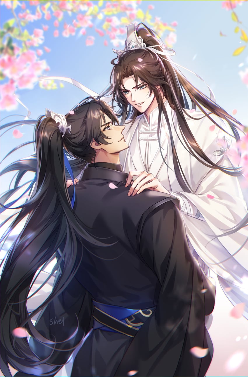chu wanning and mo ran (erha he ta de bai mao shizun) drawn by zehel_az