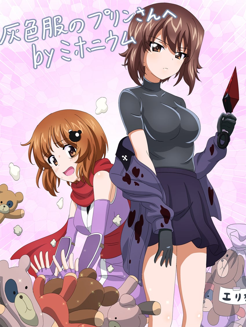 nishizumi miho, nishizumi maho, and boko (girls und panzer and 1 more) drawn by key_(gaigaigai123)