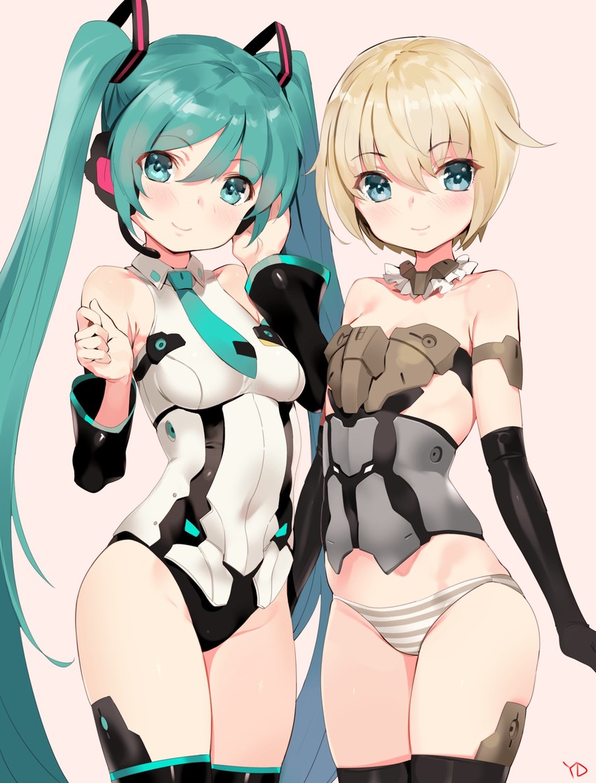 hatsune miku and gourai (vocaloid and 1 more) drawn by yd_(orange_maru)
