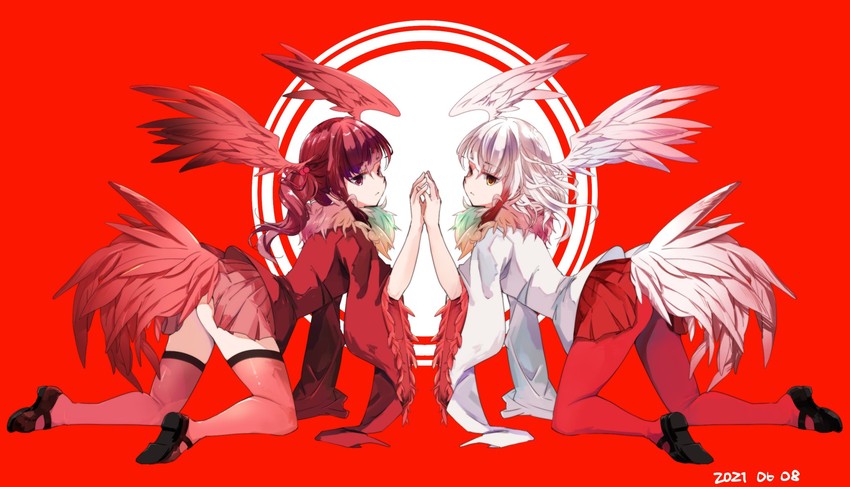 japanese crested ibis and scarlet ibis (kemono friends) drawn by nanana_(nanana_iz)