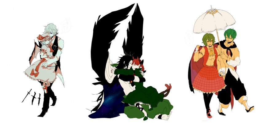 remilia scarlet, izayoi sakuya, kaenbyou rin, reiuji utsuho, kazami yuuka, and 1 more (touhou) drawn by tiha_(ama)