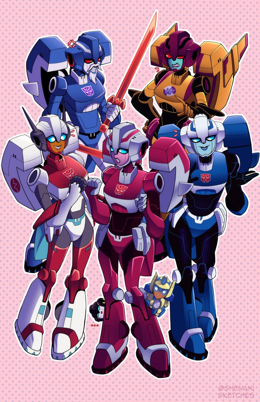 arcee, chromia, minerva, and dragstrip (transformers and 2 more) drawn by shenani