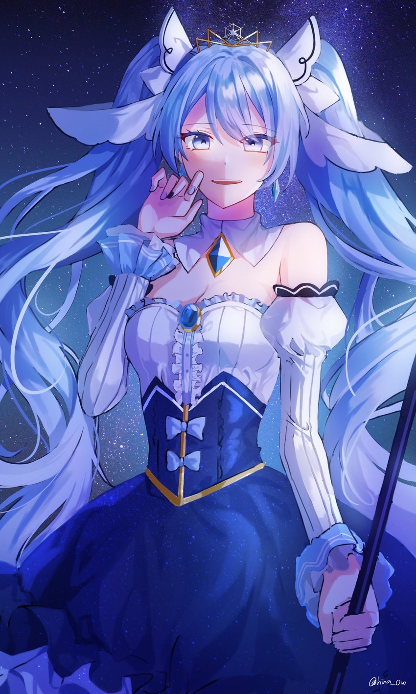 hatsune miku and yuki miku (vocaloid) drawn by hina_0w