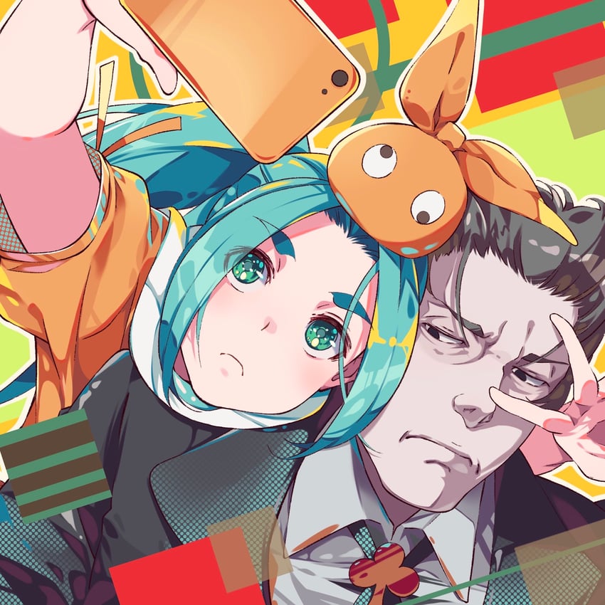 ononoki yotsugi and kaiki deishuu (monogatari) drawn by hatanana_(ag6uptphhal3frd)