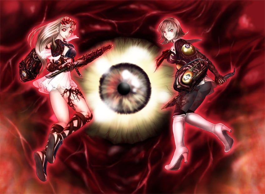 cassandra alexandra, sophitia alexandra, and nightmare (soulcalibur and 2 more) drawn by xue--xue