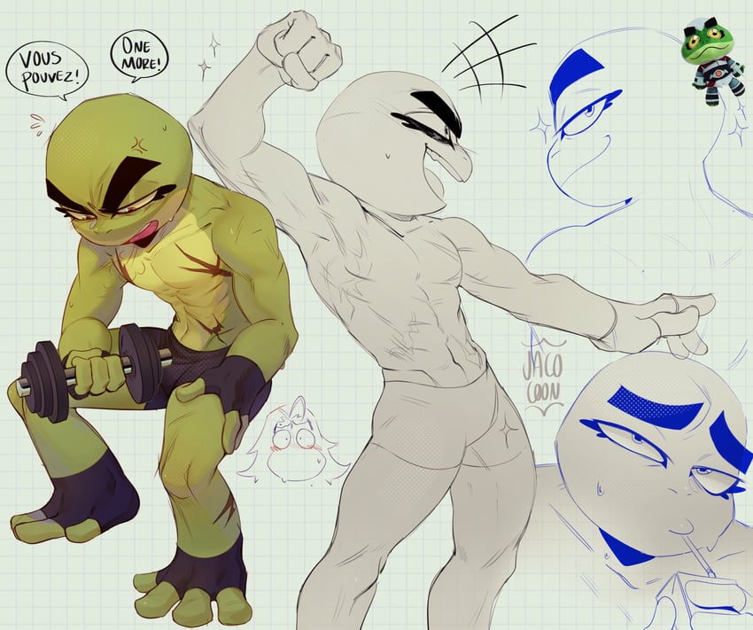rayman and bullfrog (captain laserhawk: a blood dragon remix) drawn by jacocoon