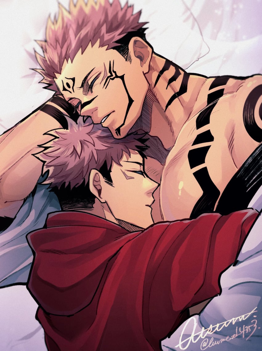 itadori yuuji and ryoumen sukuna (jujutsu kaisen) drawn by yu_(luvme_tir4353)