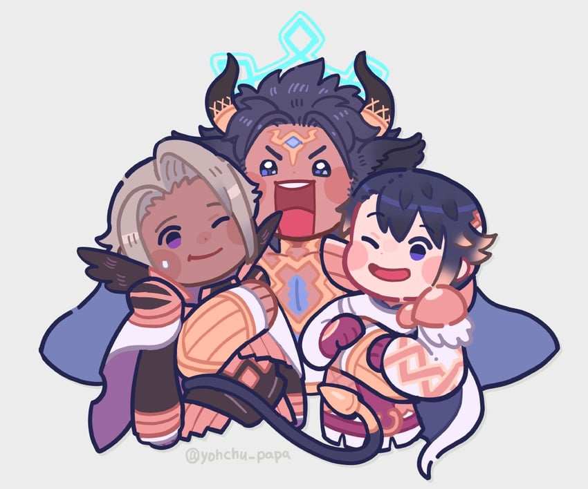 alfonse, bruno, and askr (fire emblem and 1 more) drawn by mushi_rags