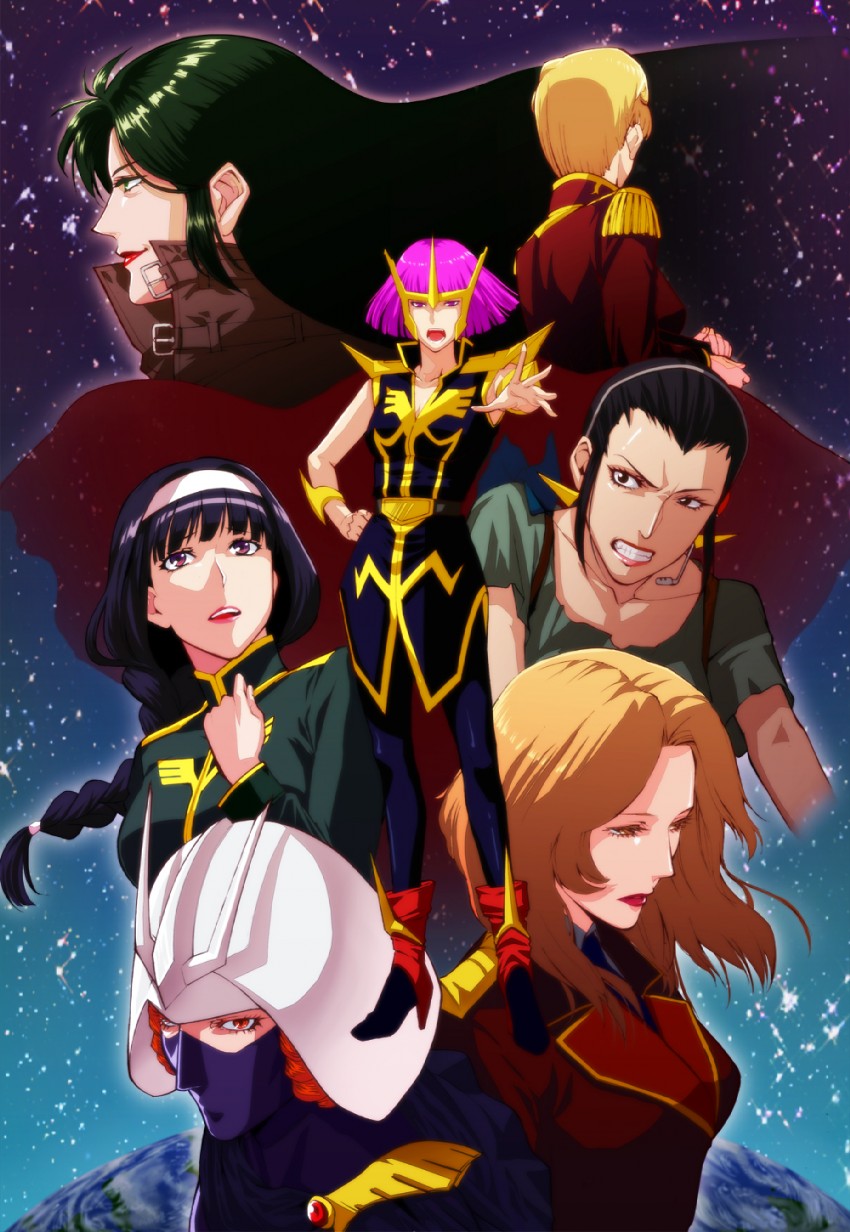 haman karn, kycilia zabi, cima garahau, nanai miguel, cecilia irene, and 2 more (gundam and 5 more) drawn by edo_tatsuki