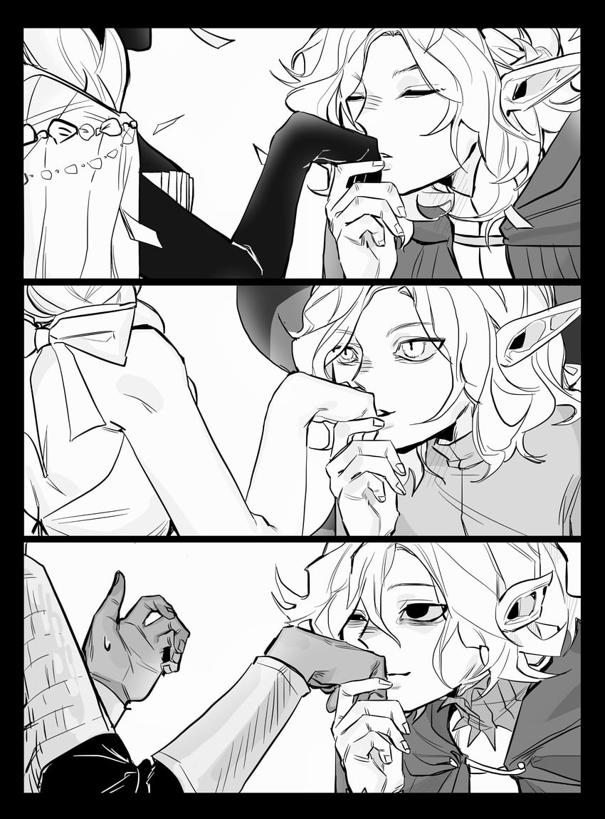mithrun, kabru, braided ponytail lamia, and elf queen (dungeon meshi) drawn by kazari_2001