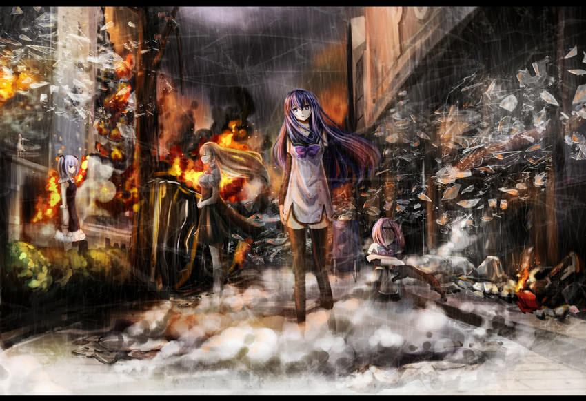 kuroha neko, kazumi schlierenzauer, tachibana kana, takatori kotori, tokou nanami, and 1 more (gokukoku no brynhildr) drawn by akatsukiame