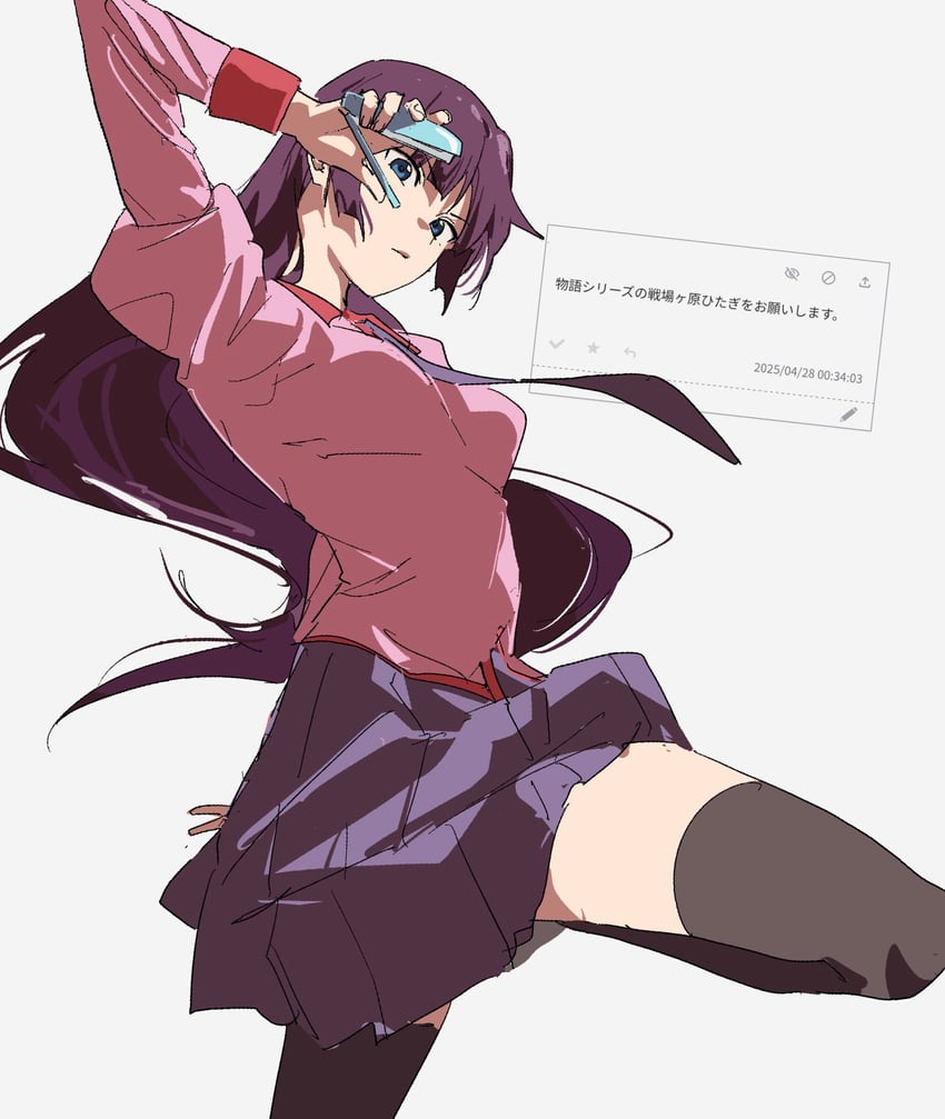 senjougahara hitagi (monogatari and 1 more) drawn by matarasu_(aaaaaaaaj)