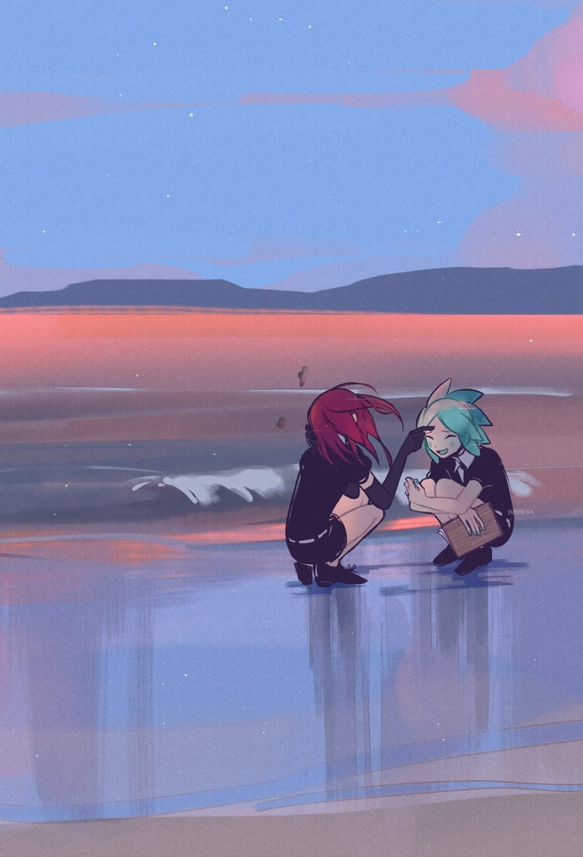 phosphophyllite and cinnabar (houseki no kuni) drawn by pemprika