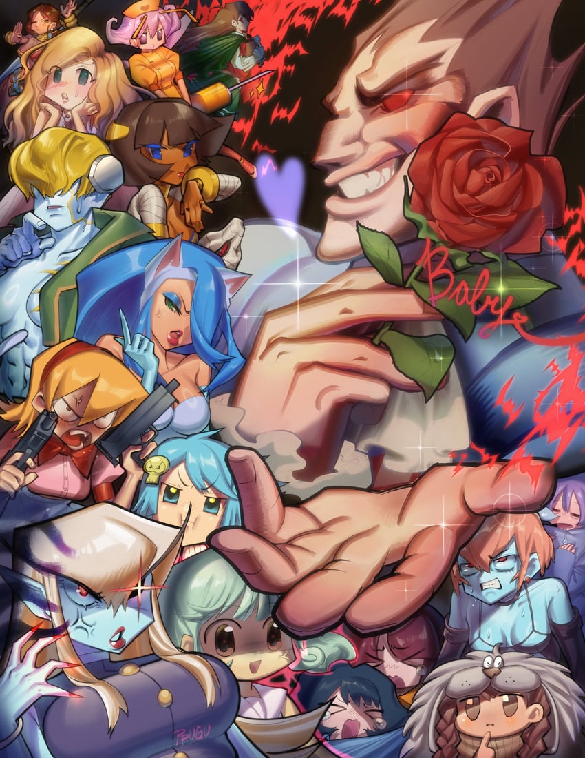 morrigan aensland, lilith, felicia, hsien-ko, b.b. hood, and 9 more (darkstalkers) drawn by pktmgs