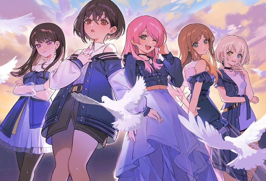 chihaya anon, nagasaki soyo, shiina taki, takamatsu tomori, and kaname raana (bang dream! and 1 more) drawn by yayako_(804907150)