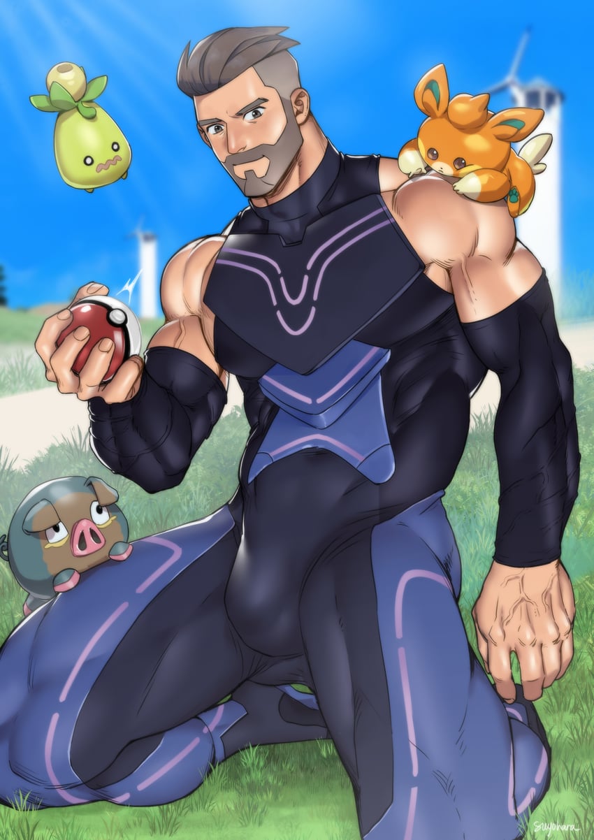 pawmi, smoliv, professor turo, and lechonk (pokemon and 1 more) drawn by suyohara