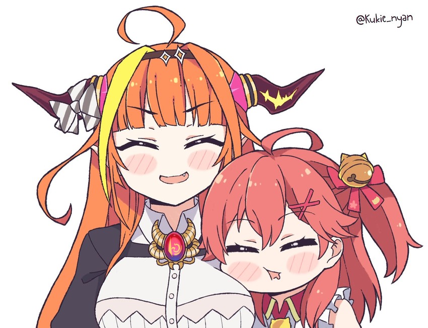 sakura miko and kiryu coco (hololive) drawn by kukie-nyan
