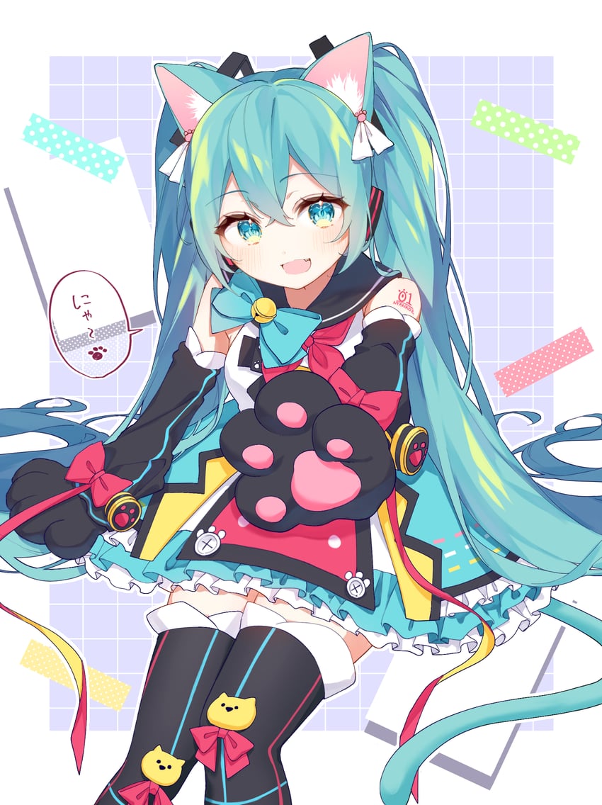 hatsune miku and magical mirai miku (vocaloid and 1 more) drawn by drawing_kanon