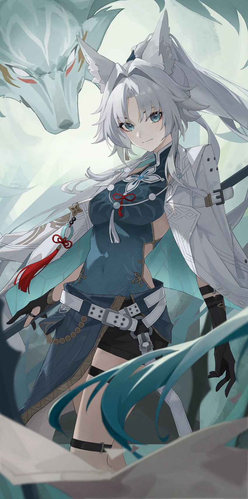 feixiao and ecliptic inner beast (honkai and 1 more) drawn by xuegao_ice