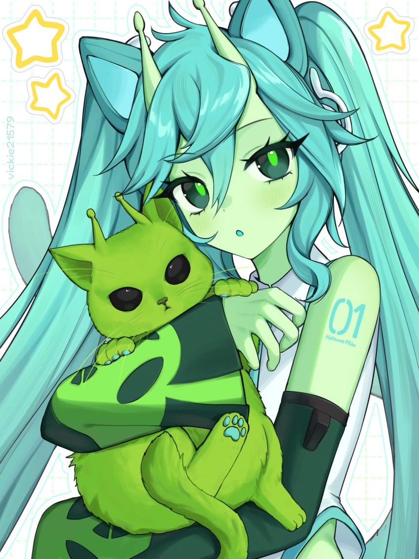 hatsune miku, glorpi miku, and glorp (vocaloid) drawn by vickie_(cryingrobot)