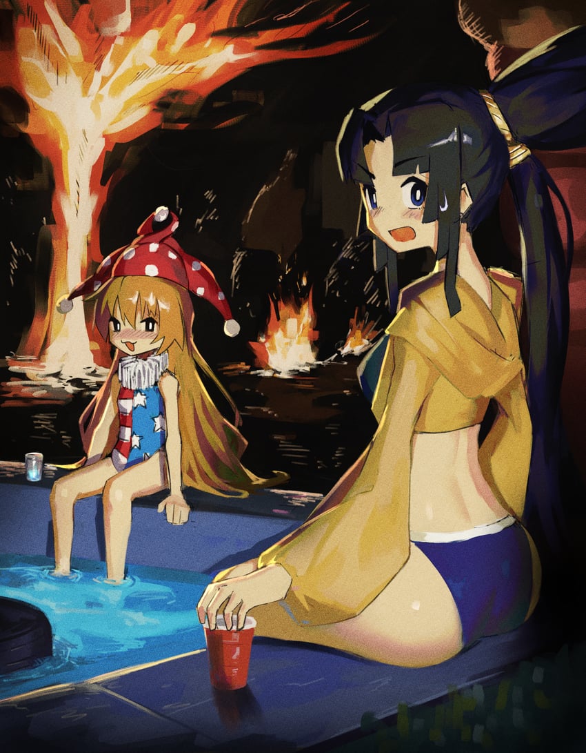 clownpiece and ushiwakamaru (touhou and 2 more) drawn by nagilamagykalz