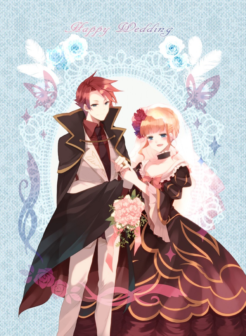 beatrice and ushiromiya battler (umineko no naku koro ni) drawn by hanokage and suzushiro_kurumi