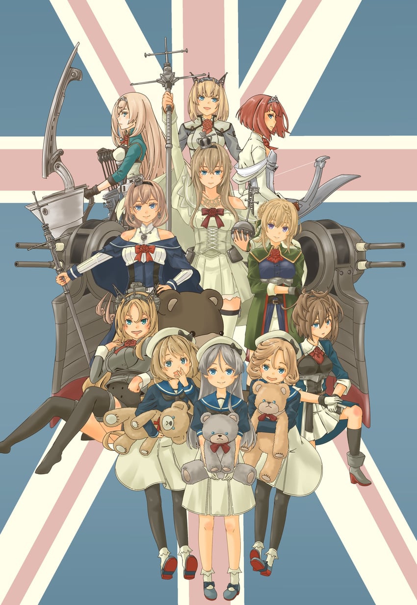 warspite, jervis, ark royal, perth, nelson, and 6 more (kantai collection) drawn by pot-de
