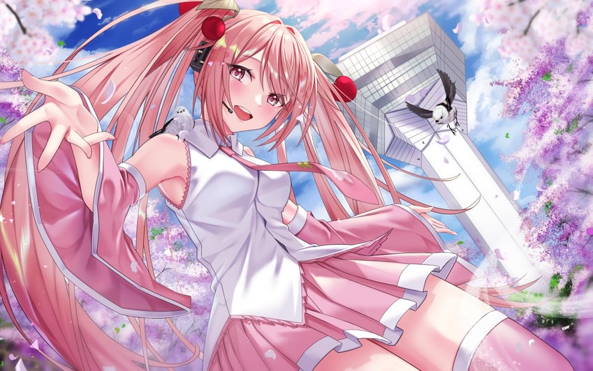 hatsune miku and sakura miku (vocaloid and 1 more) drawn by apple_t_(ringotyasan)