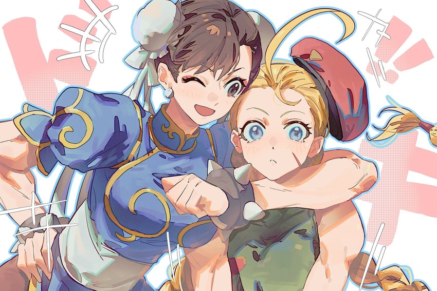 chun-li and cammy white (street fighter) drawn by yumi_xsh