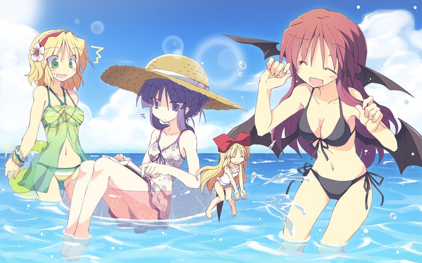 alice margatroid, patchouli knowledge, koakuma, and shanghai doll (touhou) drawn by satou_kibi