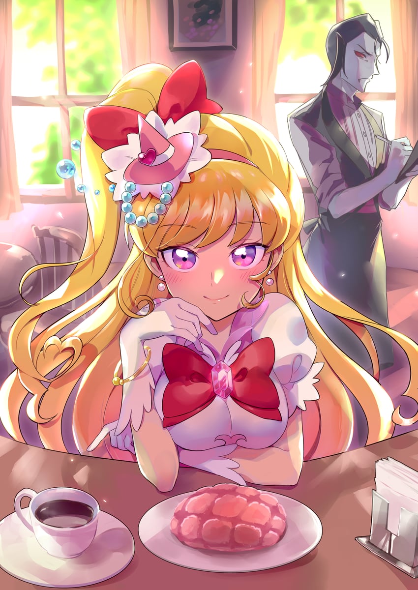 asahina mirai, cure miracle, and batty (precure and 1 more) drawn by asdge23