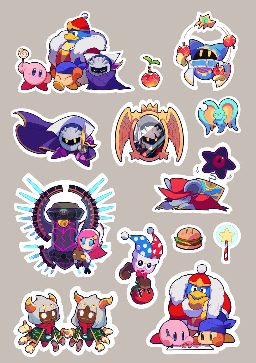 kirby, meta knight, king dedede, magolor, bandana waddle dee, and 10 more (kirby) drawn by aluuuuu721