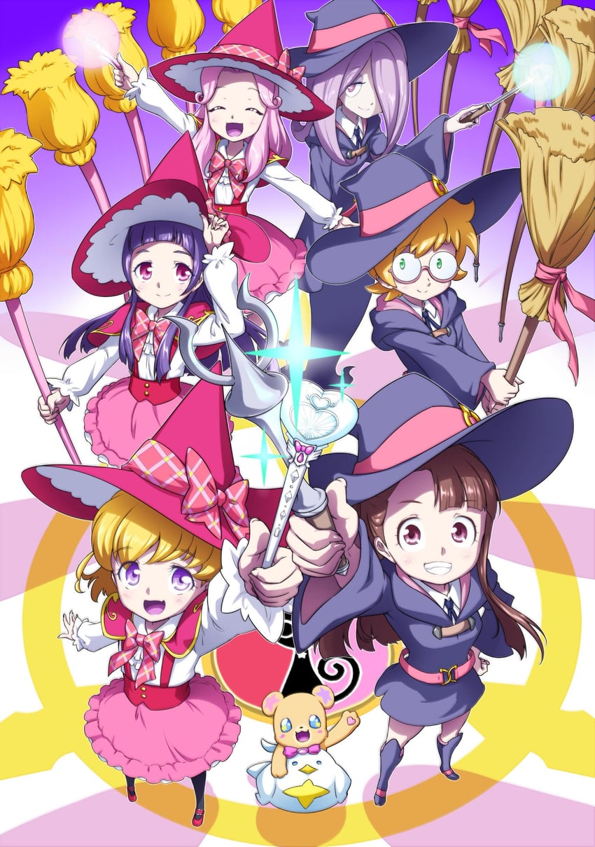 kagari atsuko, asahina mirai, sucy manbavaran, izayoi liko, lotte jansson, and 2 more (precure and 2 more) drawn by matatabi_(karukan222)
