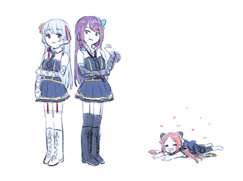 funada kiito, shiba tomoshibi, and funada ui (assault lily) drawn by komuzuka