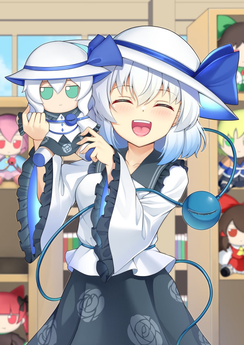 hakurei reimu, komeiji koishi, komeiji satori, kaenbyou rin, reiuji utsuho, and 1 more (touhou and 1 more) drawn by akasaka_sato