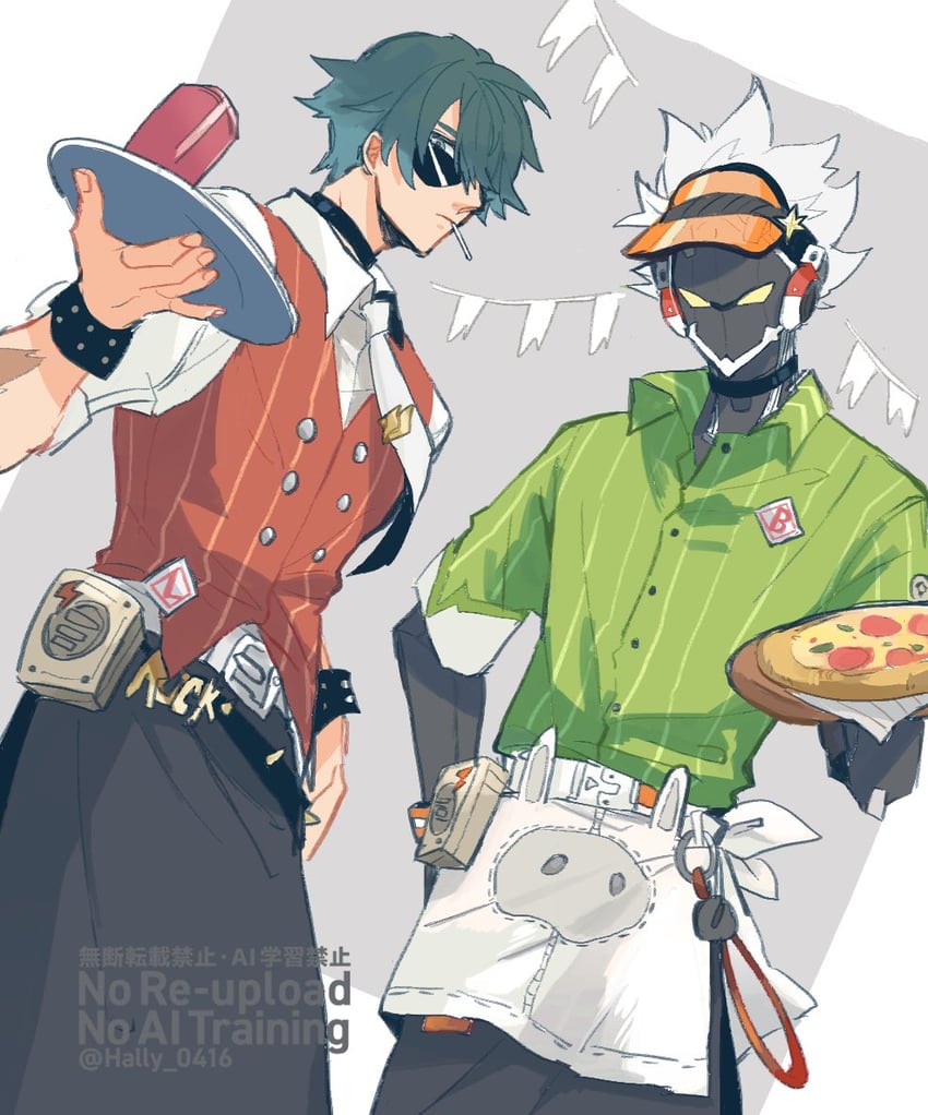 lighter and billy kid (zenless zone zero) drawn by hally