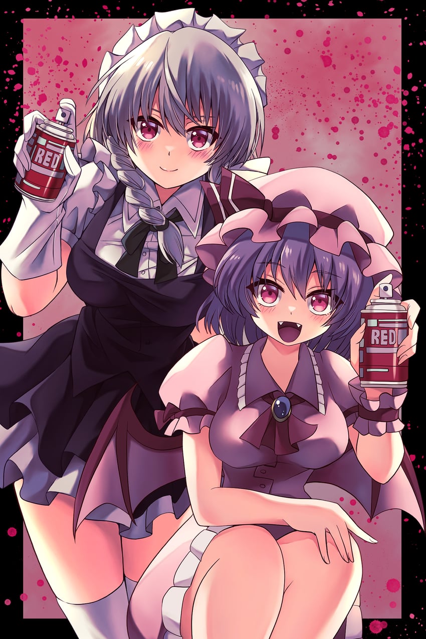 remilia scarlet and izayoi sakuya (touhou) drawn by happy_ginko