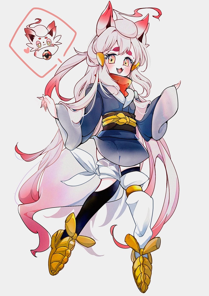 akari and hisuian zorua (pokemon and 1 more) drawn by cocoa_s3